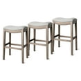 thumbnail image 1 of Maven Lane Adrien Backless Saddle Kitchen Stool, Reclaimed Oak, Set of 3, 1 of 6