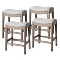 thumbnail image 1 of Maven Lane Adrien Backless Saddle Kitchen Stool, Reclaimed Oak, Set of 4, 1 of 6
