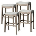 thumbnail image 1 of Maven Lane Adrien Backless Saddle Kitchen Stool, Reclaimed Oak, Set of 4, 1 of 6
