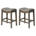 thumbnail image 1 of Maven Lane Adrien Backless Saddle Kitchen Stool, Walnut Finish, Set of 2, 1 of 6