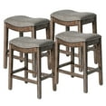 thumbnail image 1 of Maven Lane Adrien Backless Saddle Kitchen Stool, Walnut Finish, Set of 4, 1 of 6