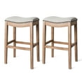 thumbnail image 1 of Maven Lane Adrien Backless Saddle Kitchen Stool, Weathered Oak, Set of 2, 1 of 6