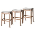 thumbnail image 1 of Maven Lane Adrien Backless Saddle Kitchen Stool, Weathered Oak, Set of 3, 1 of 6