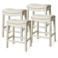 thumbnail image 1 of Maven Lane Adrien Backless Saddle Kitchen Stool, White Oak, Set of 4, 1 of 6