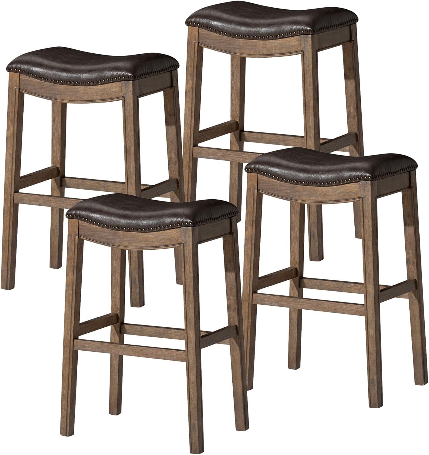 Maven Lane Adrien Saddle Barstool In Walnut With Marksman Saddle Vegan ...