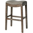 thumbnail image 1 of Maven Lane Adrien 31" Wood Barstool - Handcrafted Walnut Finish with Ash Grey Fabric Seat for Comfort - Durable Backless Barstool for Kitchens, Dining Rooms, Pub, 1 of 9