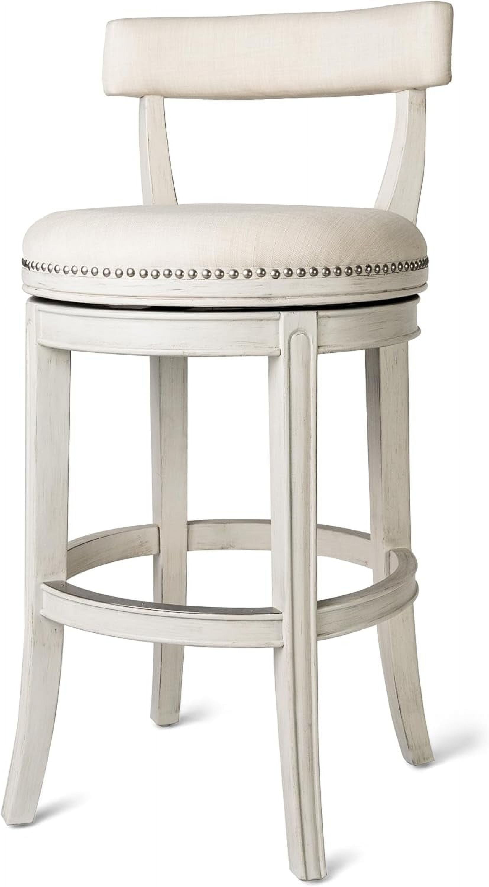 White Oak Swivel Counter Stool with Upholstered Seat