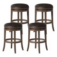 thumbnail image 1 of Maven Lane Alexander 31 Inch Tall Bar Height Rotating Backless Barstool in Walnut Finish with Marksman Saddle Vegan Leather Upholstered Seat, Set of 4, 1 of 7