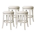 thumbnail image 1 of Maven Lane Alexander 31 Inch Tall Bar Height Rotating Backless Barstool in White Oak Finish with Natural Color Fabric Upholstered Seat, Set of 4, 1 of 6