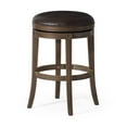 thumbnail image 1 of Maven Lane Alexander Backless Bar Stool, Walnut Finish w/ Marksman Saddle Vegan Leather, 1 of 7