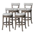 thumbnail image 1 of Maven Lane Alexander Bar Stool, Reclaimed Oak Finish & Ash Grey Fabric, Set of 4, 1 of 6