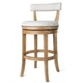 thumbnail image 1 of Maven Lane Alexander Bar Stool, Weathered Oak Finish w/ Avanti Bone Vegan Leather, 1 of 8