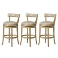 thumbnail image 1 of Maven Lane Alexander Bar Stool, Weathered Oak w/ Avanti Vegan Leather, Set of 3, 1 of 6