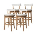 thumbnail image 1 of Maven Lane Alexander Kitchen Bar Stool in Weathered Oak w/ Sand Fabric, Set of 4, 1 of 6