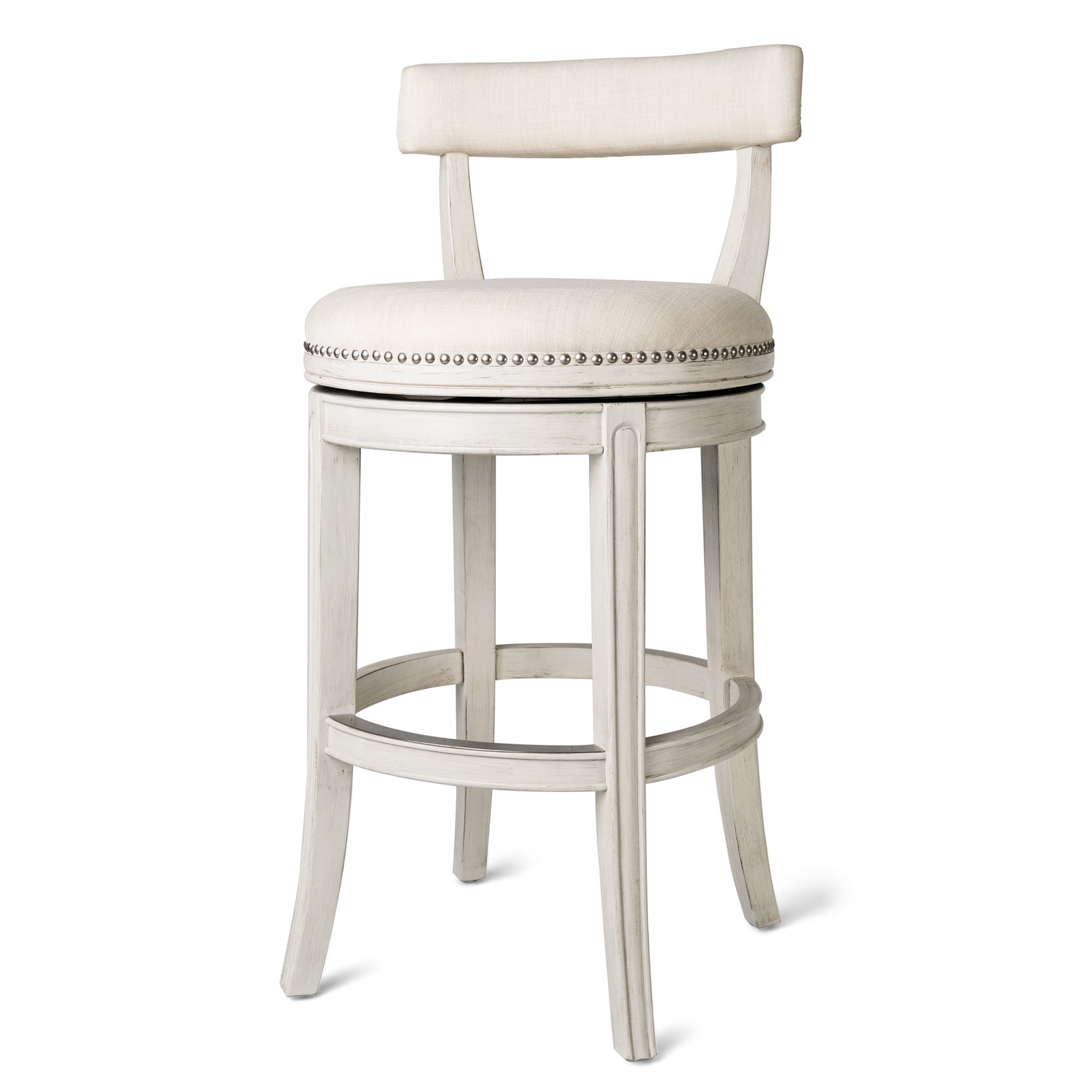 White Oak Swivel Counter Stool with Upholstered Seat