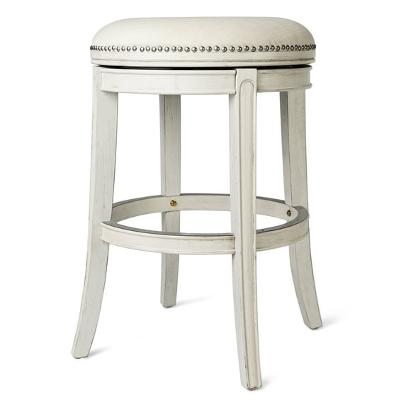 Open Box Maven Lane Alexander Round Swivel Bar Height Stool, White Oak (2 Pack)