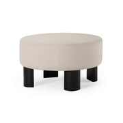 Maven Lane Celia Contemporary Upholstered Ottoman with Refined Black Wood Finish