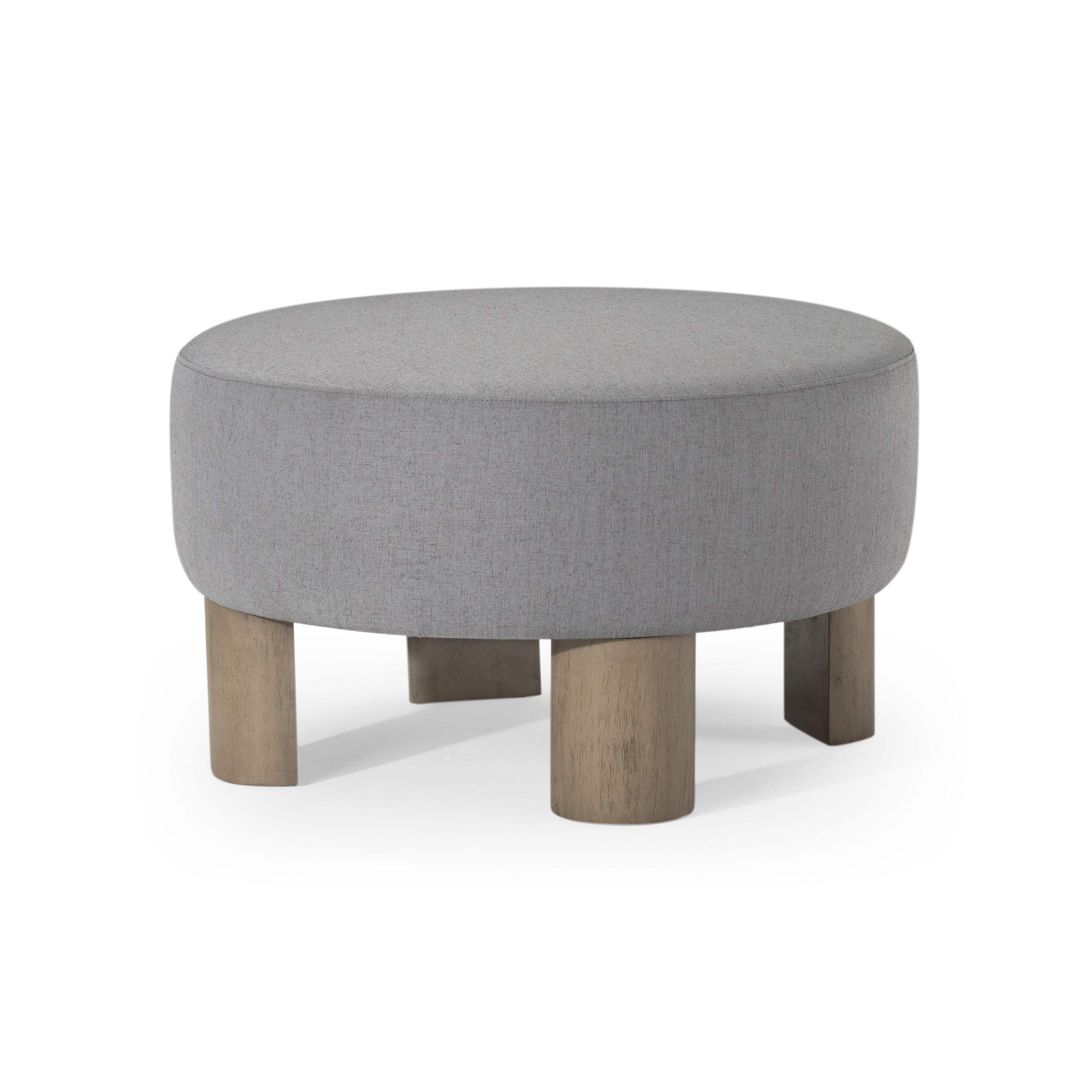 Maven Lane Celia Contemporary Upholstered Ottoman with Refined Grey Wood Finish