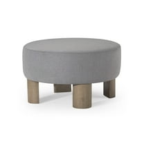 Open Box Maven Lane Celia Contemporary Upholstered Ottoman with Refined Grey Wood Finish
