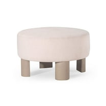 Open Box Maven Lane Celia Contemporary Upholstered Ottoman with Refined White Wood Finish