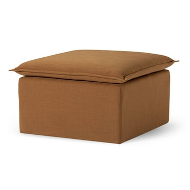 Open Box Maven Lane Claude Contemporary Ottoman in Clay Fabric Upholstery