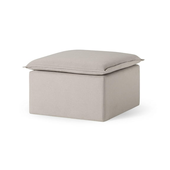 Maven Lane Claude Rustic Ottoman in Dove Fabric Upholstery