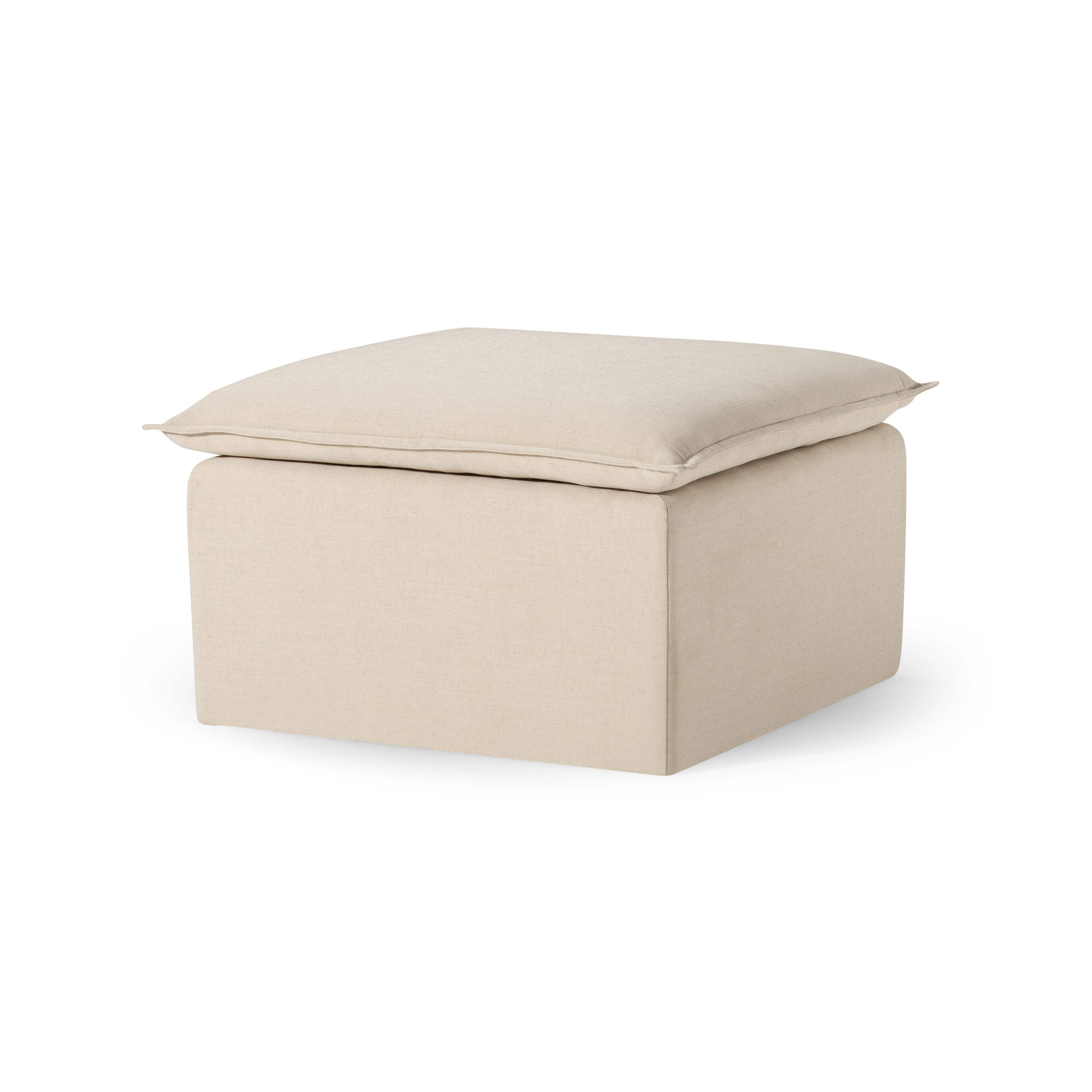 Claude Taupe Fabric Upholstered Square Ottoman