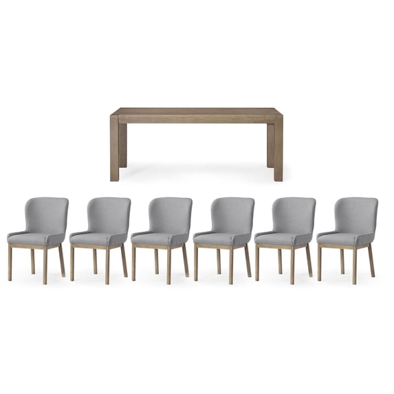 Maven Lane Contemporary Cleo Dining Table with 6 Gia Dining Chairs, Refine Grey