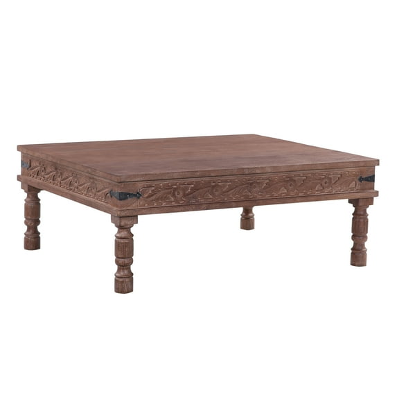 Maven Lane Emin Handmade Heritage Wooden Rectangular Coffee Table, Brown Finish