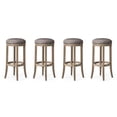 thumbnail image 1 of Maven Lane Eva Bar Stool, Reclaimed Oak with Ronan Stone Vegan Leather, Set of 4, 1 of 6
