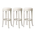 thumbnail image 1 of Maven Lane Eva Bar Stool White Oak w/ Natural Color Fabric Upholstery, Set of 3, 1 of 6