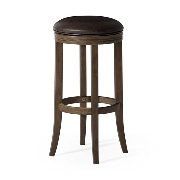 Open Box Maven Lane Eva Bar Stool in Walnut Finish with Vegan Leather