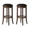 thumbnail image 1 of Maven Lane Eva Bar Stool in Walnut with Marksman Saddle Vegan Leather, Set of 2, 1 of 6