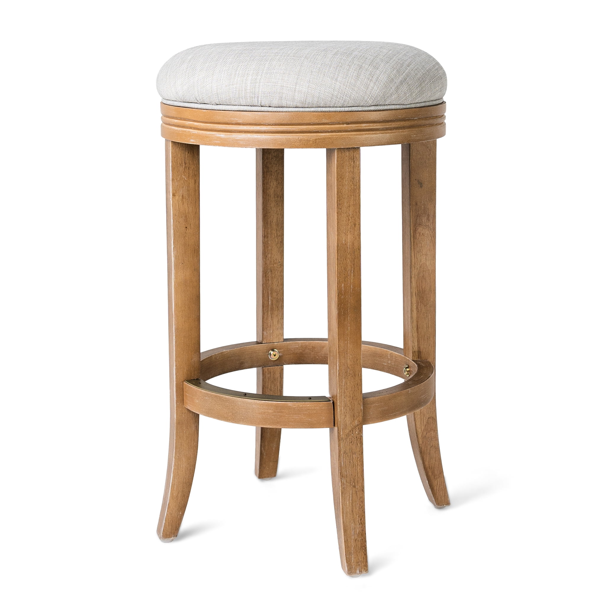 Eva Weathered Oak Round Backless Swivel Counter Stool