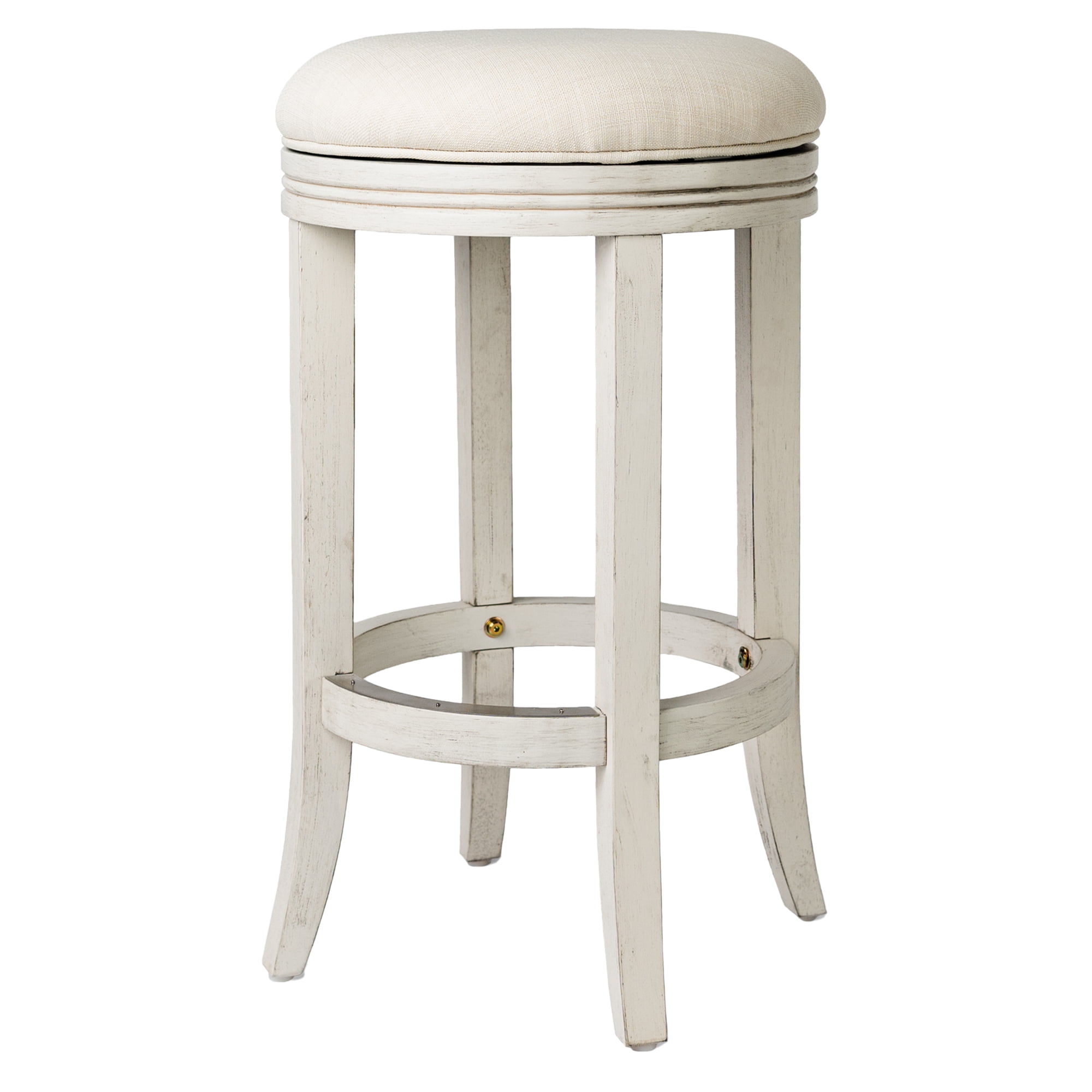 White Oak Backless Swivel Counter Stool with Upholstered Seat