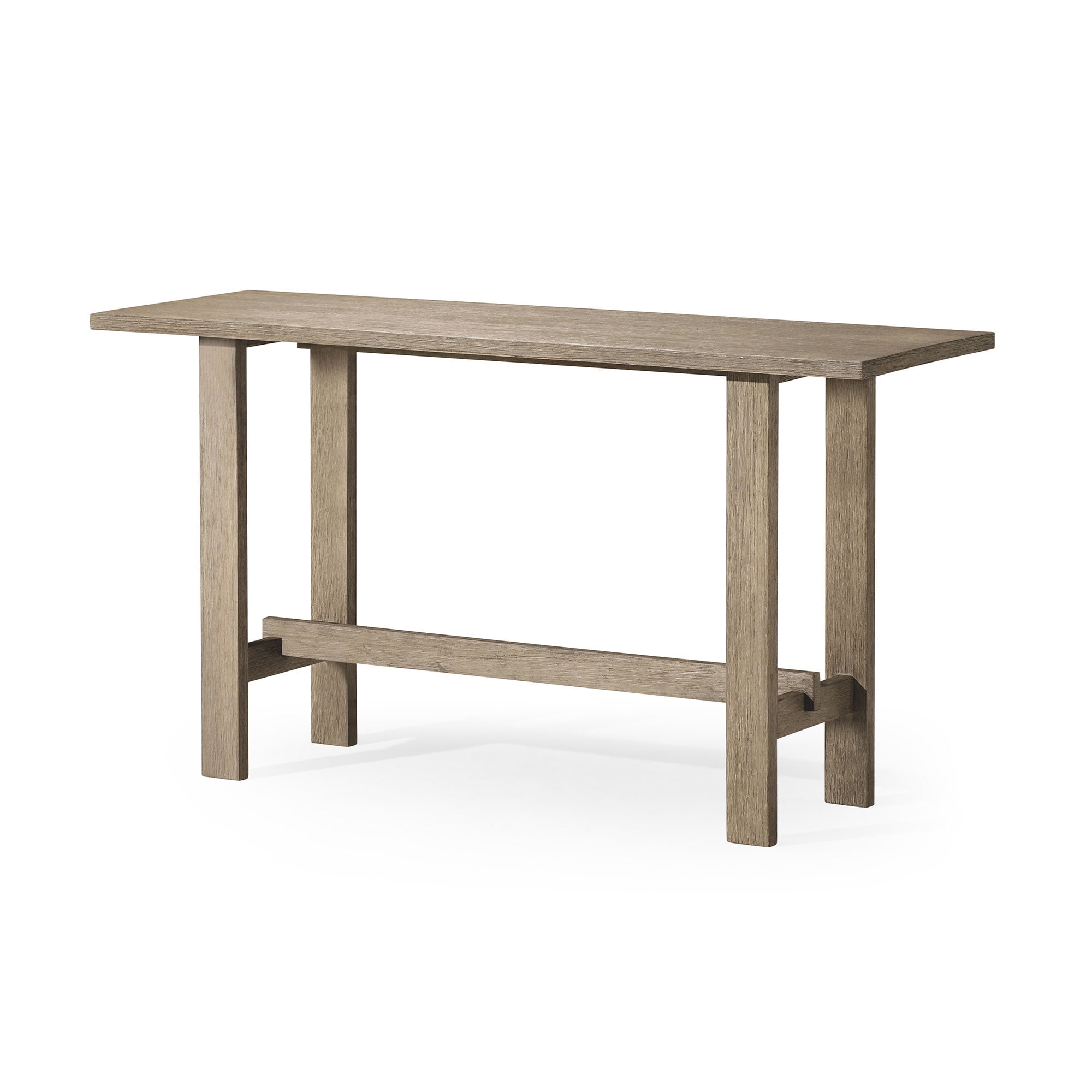 Weathered Gray Solid Wood Console Table with Black Top