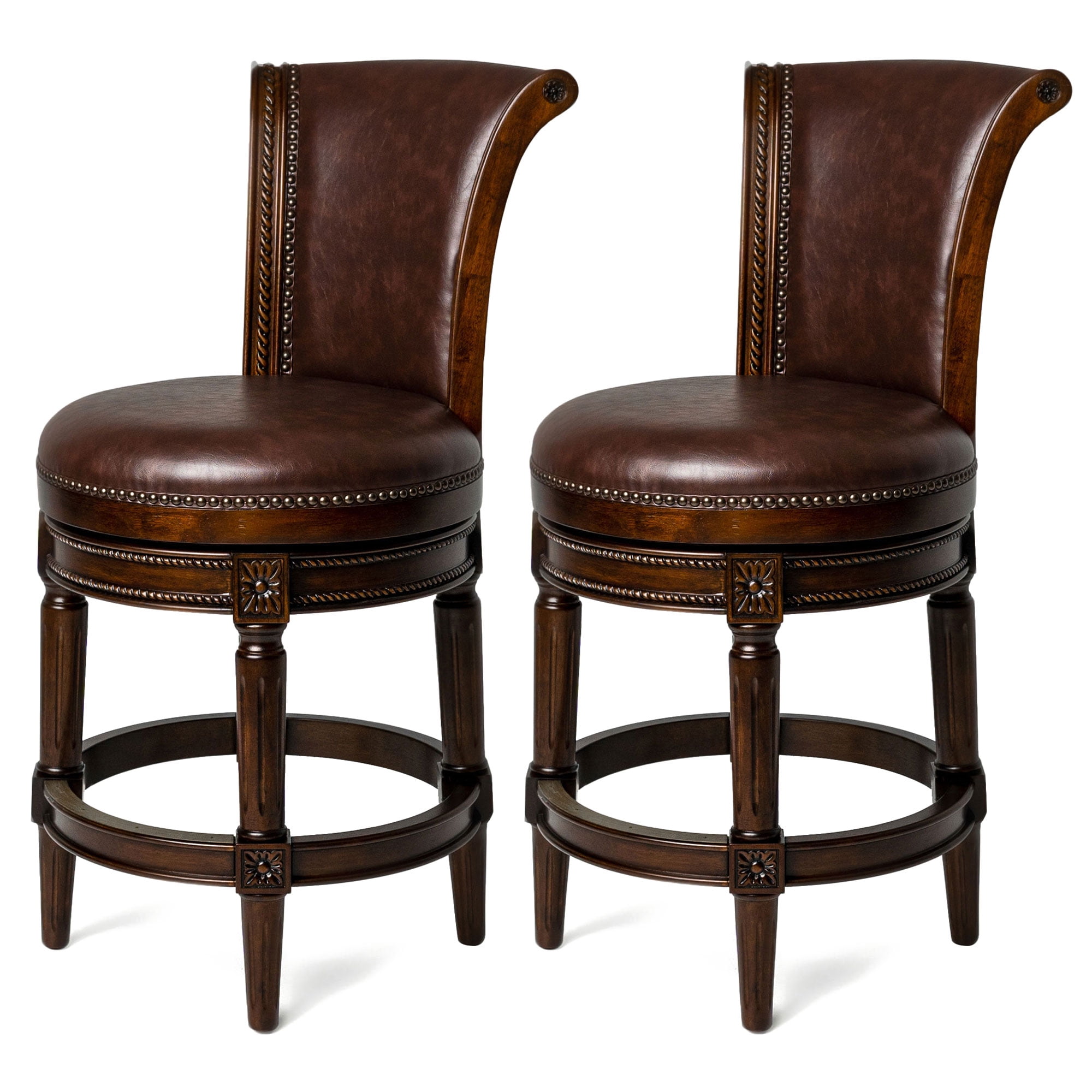 Open Box Maven Lane HighBack Swivel Stool, Dark Walnut, Counter Height