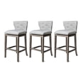thumbnail image 1 of Maven Lane Hugo Bar Stool in Reclaimed Oak Finish with Ash Grey Fabric, Set of 3, 1 of 6