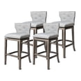 thumbnail image 1 of Maven Lane Hugo Bar Stool in Reclaimed Oak Finish with Ash Grey Fabric, Set of 4, 1 of 6