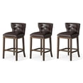 thumbnail image 1 of Maven Lane Hugo Bar Stool in Walnut Finish with Marksman Vegan Leather, Set of 3, 1 of 7