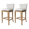thumbnail image 1 of Maven Lane Hugo Bar Stool in Weathered Oak with Sand Fabric Upholstery, Set of 2, 1 of 6