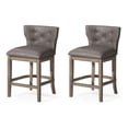 thumbnail image 1 of Maven Lane Hugo Counter Stool, Reclaimed Oak Ronan Stone Vegan Leather, Set of 2, 1 of 6