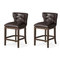 thumbnail image 1 of Maven Lane Hugo Counter Stool, Walnut Finish w/ Marksman Vegan Leather, Set of 2, 1 of 6