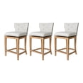 thumbnail image 1 of Maven Lane Hugo Counter Stool, Weathered Oak w/ Sand Fabric Upholstery, Set of 3, 1 of 6