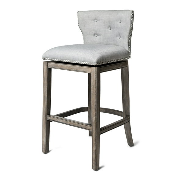 Open Box Maven Lane Hugo Tufted-Back Swivel Stool, Reclaimed Oak, Bar Height