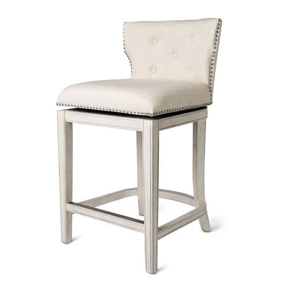 Open Box Maven Lane Hugo Tufted Swivel Stool, White Oak, Counter Height(4 Pack)