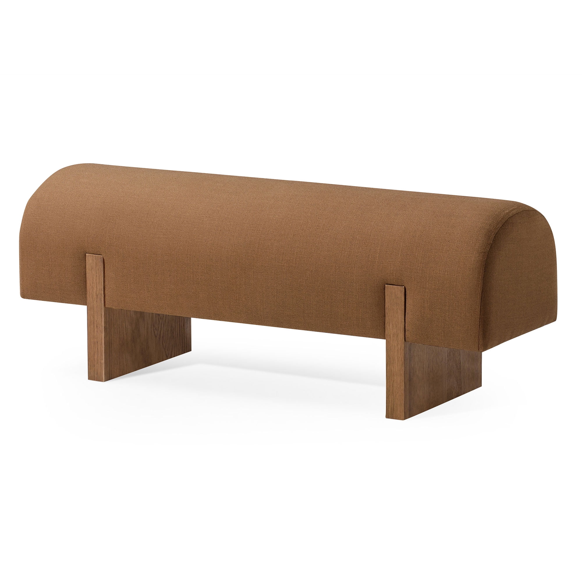 Juno 48'' Brown Upholstered Wooden Bench with Padded Seat