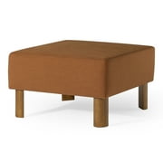 Maven Lane Lena Contemporary Upholstered Ottoman with Refined Brown Wood Finish