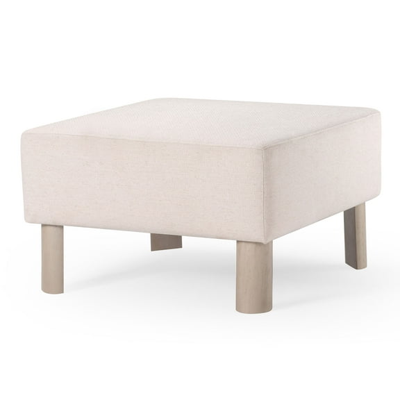 Open Box Maven Lane Lena Contemporary Upholstered Ottoman with Refined White Wood Finish