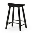 thumbnail image 1 of Maven Lane 26" Luna Counter Stool with Rustic Black Wood Finish - Artisan Crafted Backless Counter Height Stool, Oval Saddle Seat for Unmatched Comfort - Adds Warmth & Style to Kitchen, Dining Area, 1 of 11